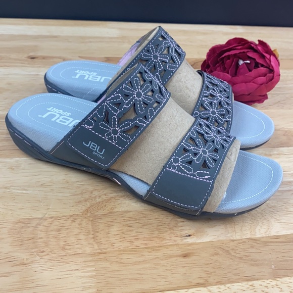 Jambu JBU Sport Grey Wildflower Two Strap Slide Sandal, 6.5M - Picture 8 of 8
